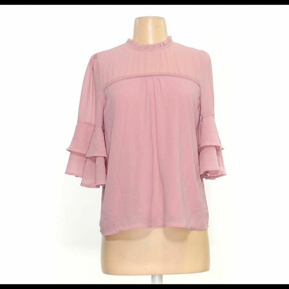Monteau Ruffle Sleeve Blush Blouse Size M